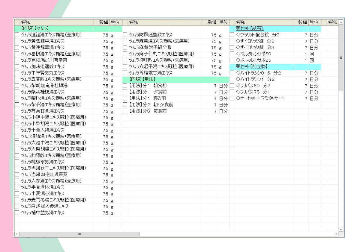 泌尿器科様用オリジナルテンプレート 裏面