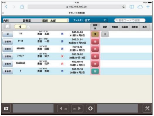 来院患者一覧画面