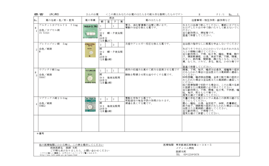 カラー薬剤文書発行